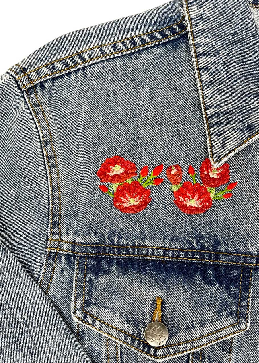 Floral Skull Denim Jacket