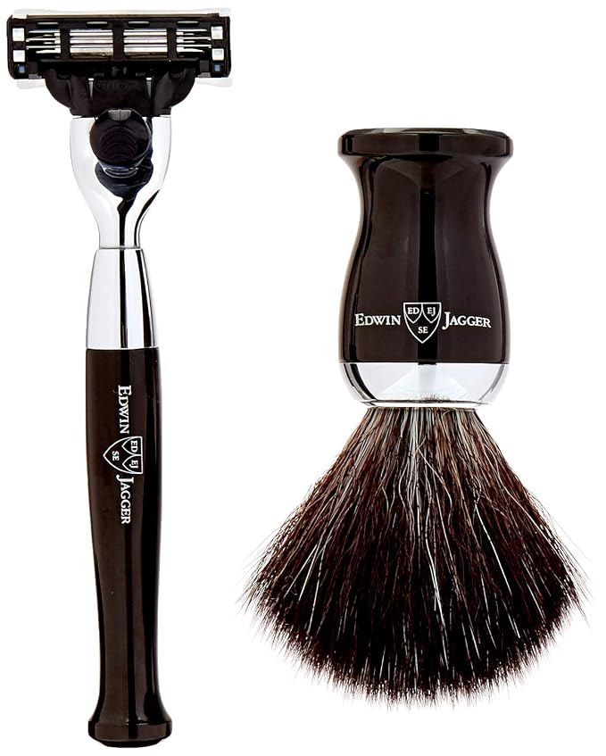 Edwin Jagger 4pc Imitation Ebony Double Edge Shaving Set