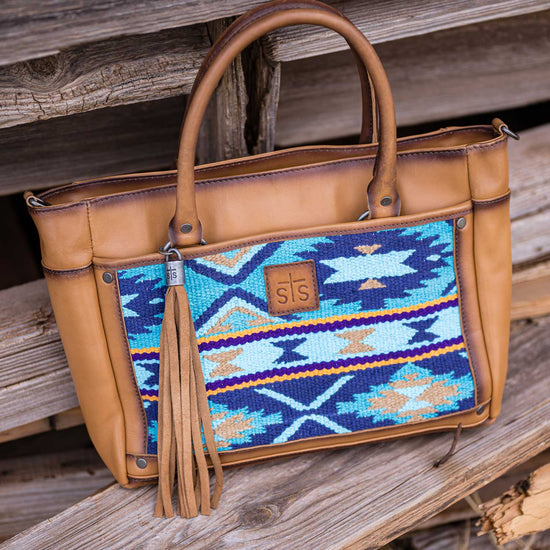 Mojave Sky Blue Serape Satchel by STS