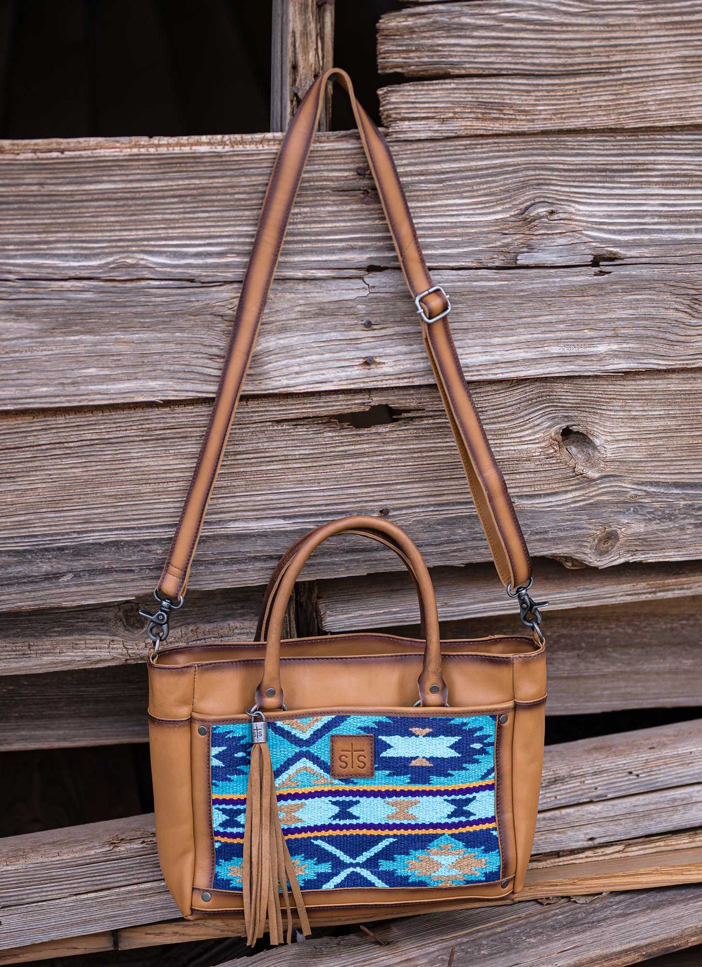 Mojave Sky Blue Serape Satchel by STS