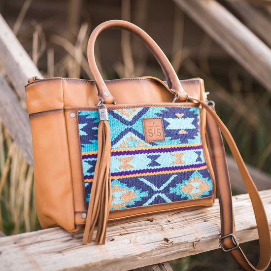 Mojave Sky Blue Serape Satchel by STS