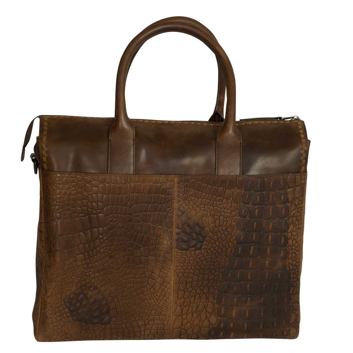 Catalina Croc Embossed Leather Laptop Tote