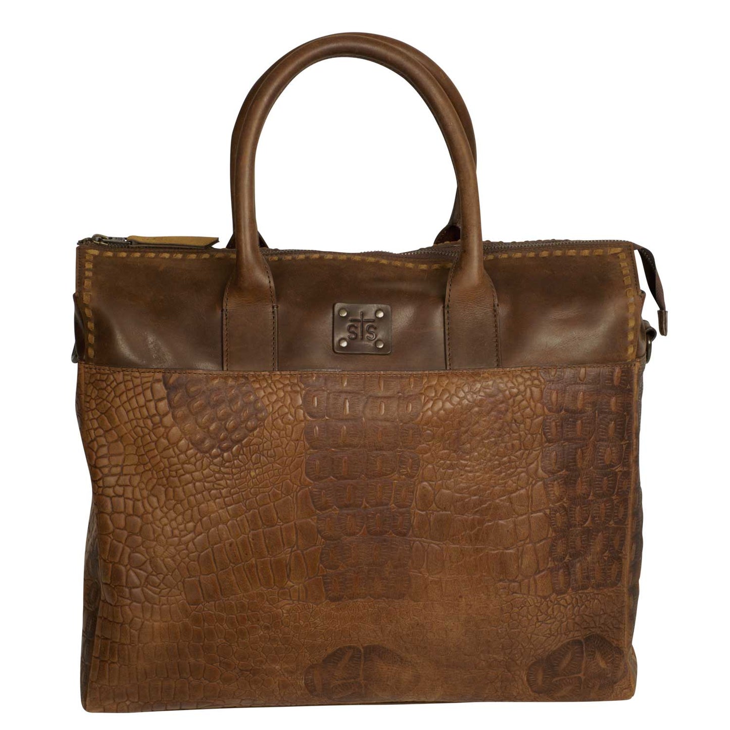 Catalina Croc Embossed Leather Laptop Tote