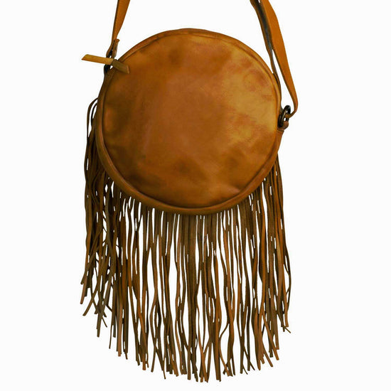 Wayfarer Leather Sage Fringed Crossbody By STS