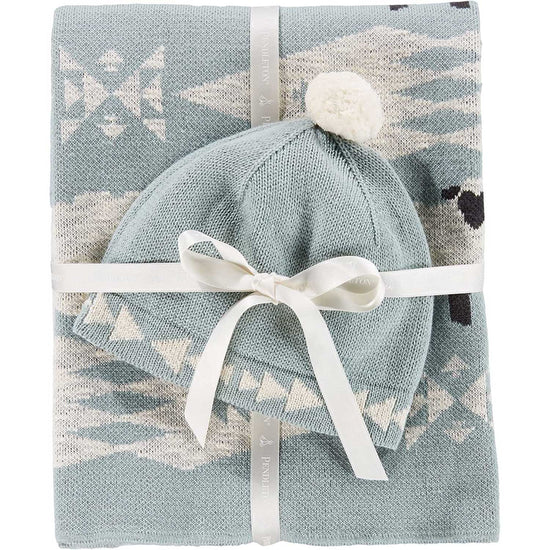 Pendleton Organic Cotton Knit Baby Blanket w/ Beanie, Sheep Dreams