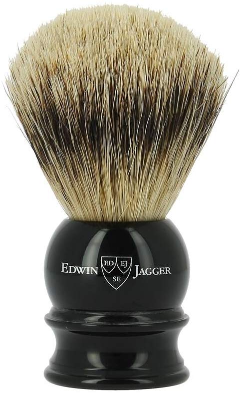 Load image into Gallery viewer, Edwin Jagger Silver Tip Badger Shaving Brush, Medium, Black
