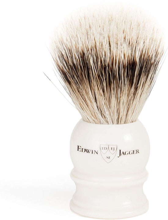 Edwin Jagger Silver Tip Badger Shave Brush - Medium Handle