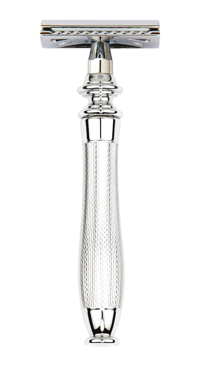 Load image into Gallery viewer, Edwin Jagger Chatsworth Barley Chrome 3 Piece  Safety Razor Set W/ Silver Tip Badger
