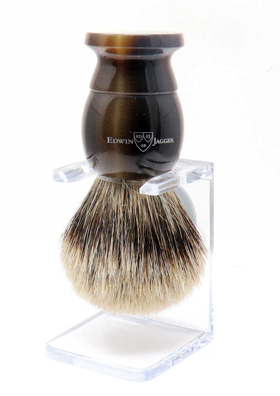 Edwin Jagger Extra Large Imitation Horn Best Badger Brush W/Stand