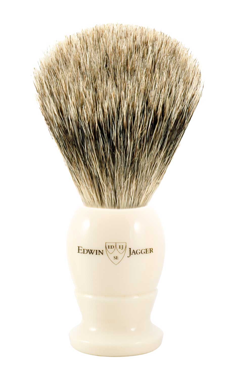 Edwin Jagger Extra Large Imitation Ivory Best Badger Brush W/Stand