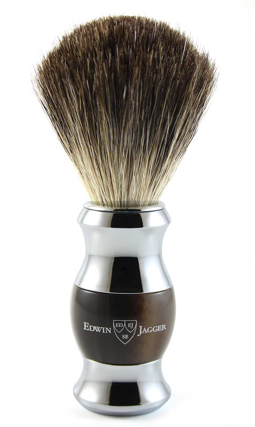 Imitation Light Horn & Chrome Plated Pure Badger Shaving Brush
