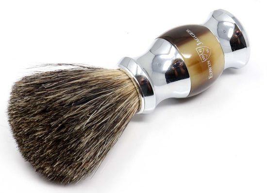 Imitation Light Horn & Chrome Plated Pure Badger Shaving Brush