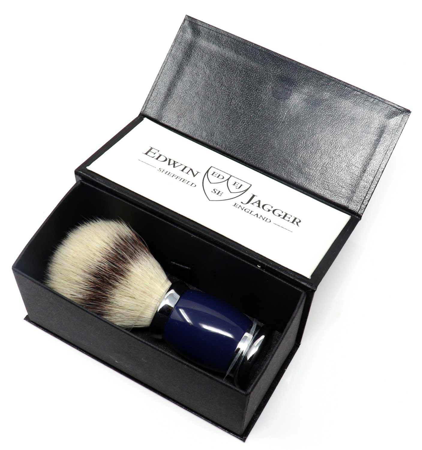 Load image into Gallery viewer, Edwin Jagger Bulbous  Blue Synthetic Shaving Brush
