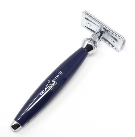 Load image into Gallery viewer, Edwin Jagger Blue Bulbous DE Safety Razor + Free Feather Blades
