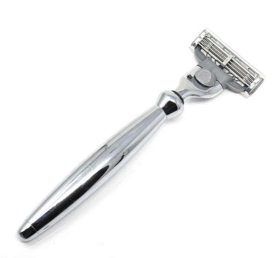 Load image into Gallery viewer, Edwin Jagger Bulbous Smooth Chrome Mach3 Razor
