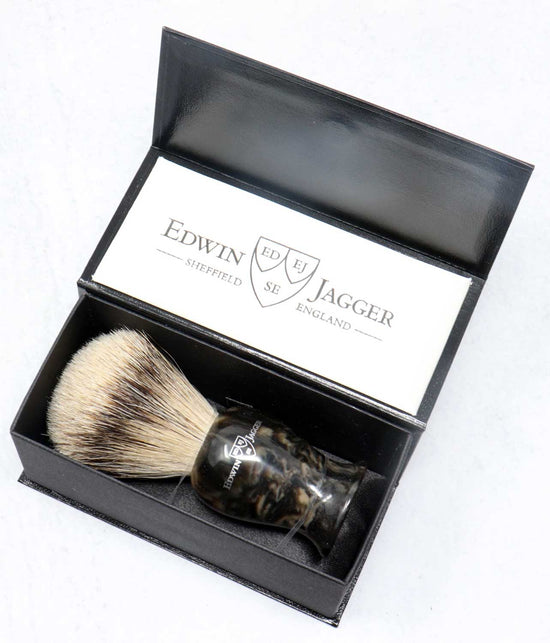 Edwin Jagger Imitation Black Marble Plaza Shaving Brush- Best Badger