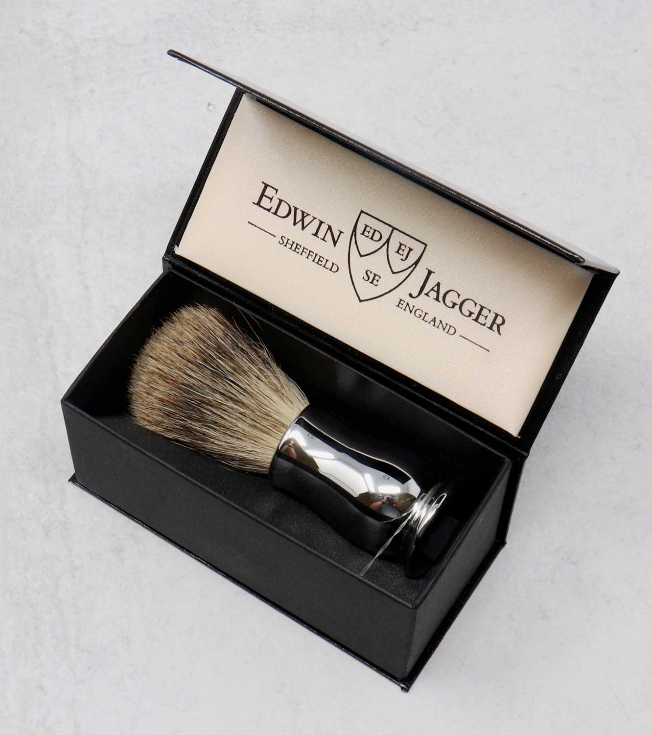 Edwin Jagger Chatsworth Plain Chrome Best Badger Shaving Brush