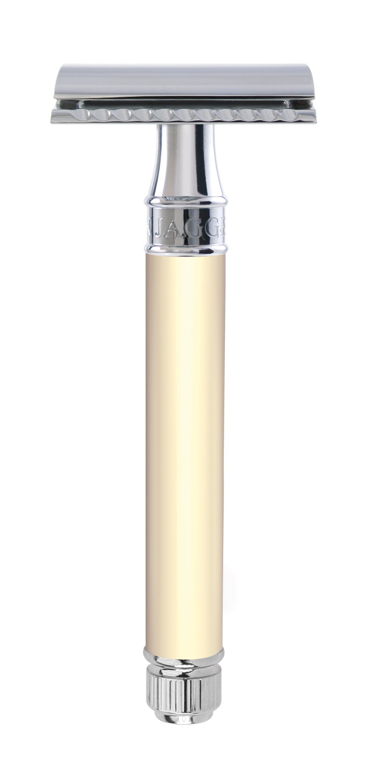 Ivory Safety Razor Double Edge safety razor, extra long handle, imitation ivory, chrome p ...