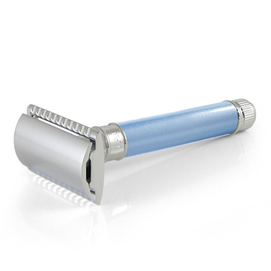 Double Edge Safety Razor, Long Handle , Blue