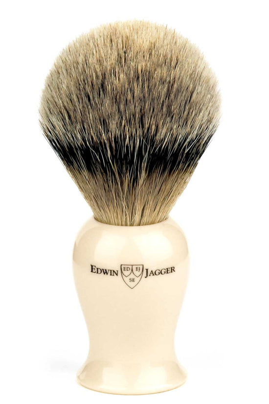 Edwin Jagger Imitation Ivory Plaza Shaving Brush- Best Badger