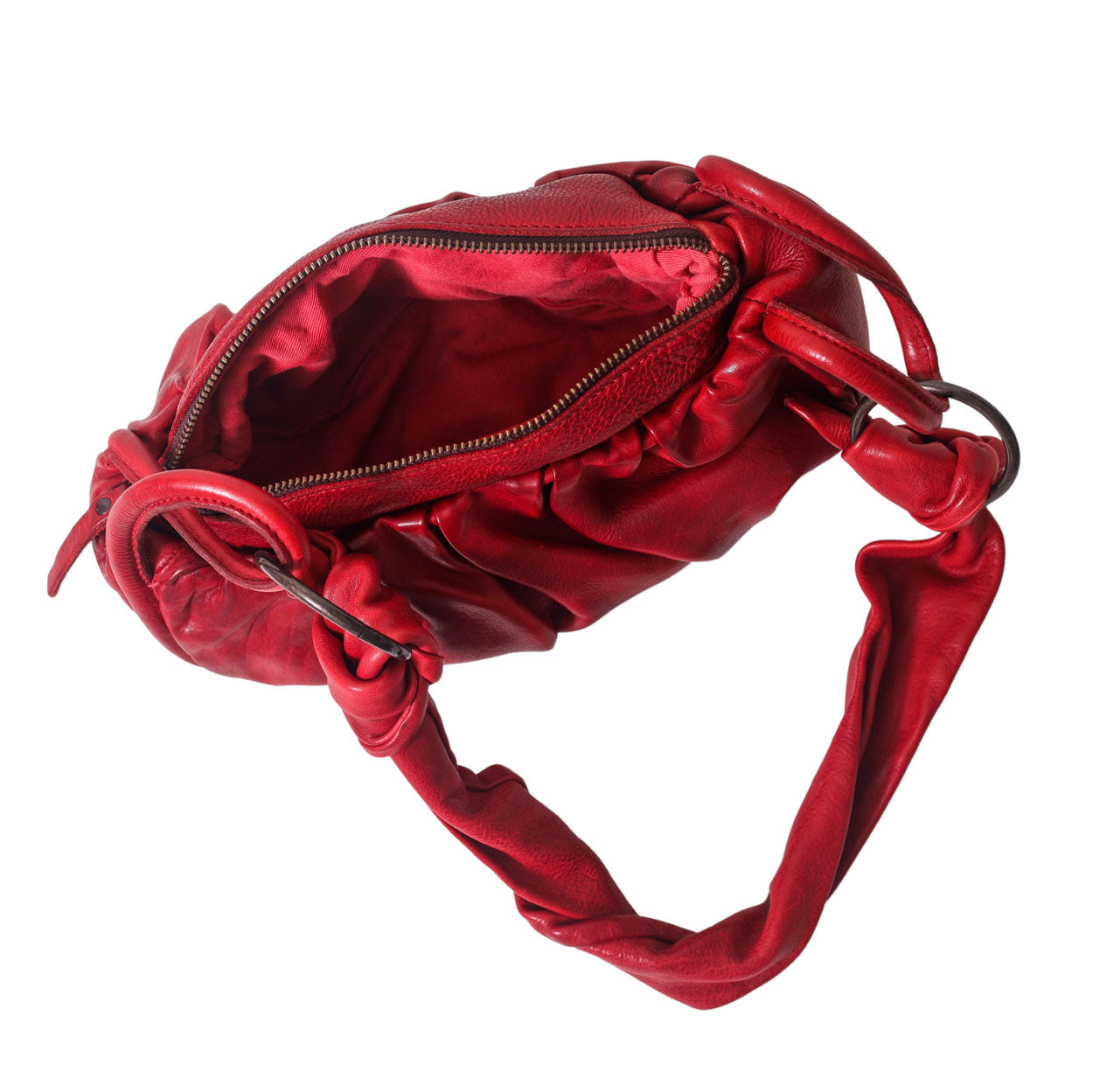 Red Leather  Handbag by Never Mind