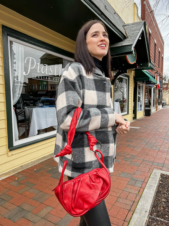 Red Leather  Handbag by Never Mind