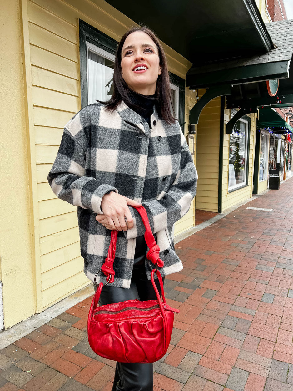 Red Leather  Handbag by Never Mind