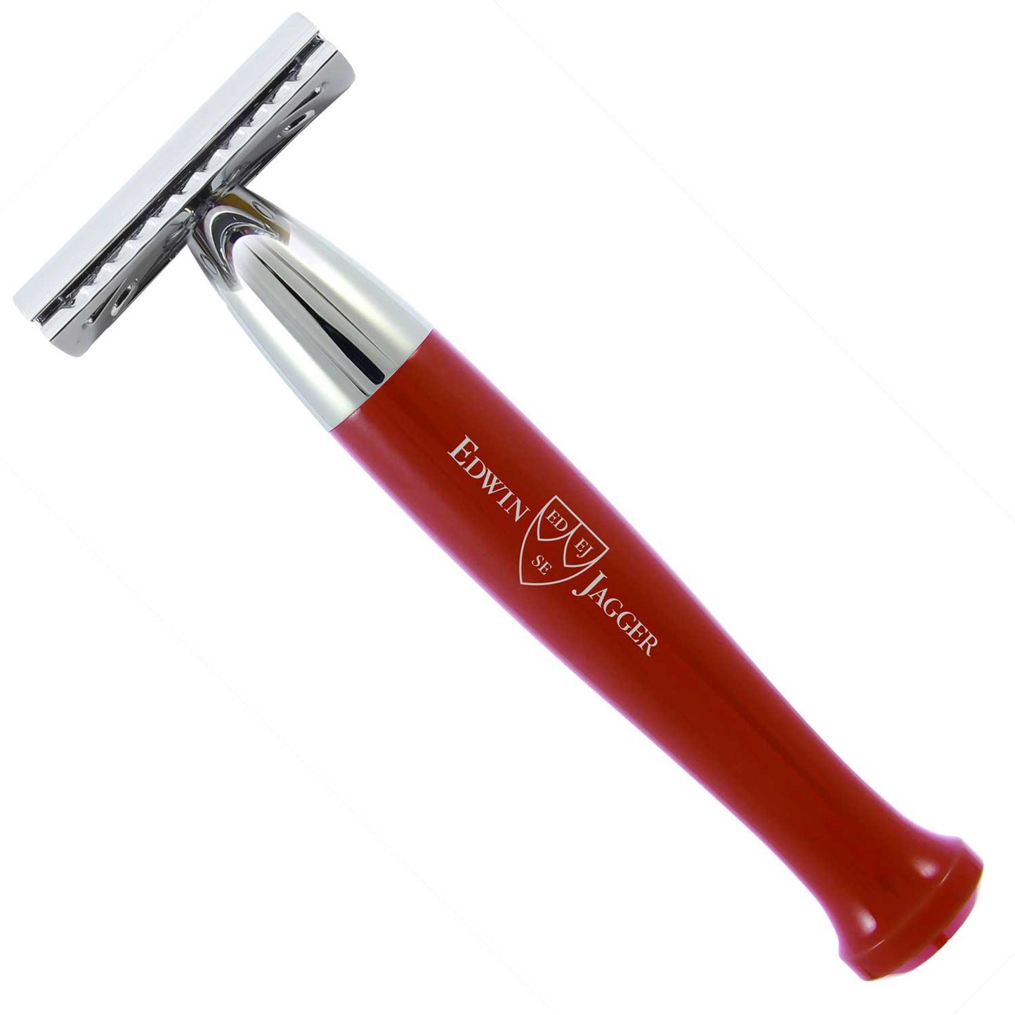 Load image into Gallery viewer, Edwin Jagger Double Edge Safety Razor, Red, Chrome Plated
