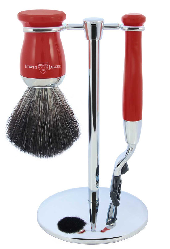 Edwin Jagger 3pc Red Gillette Mach3 Shaving Set