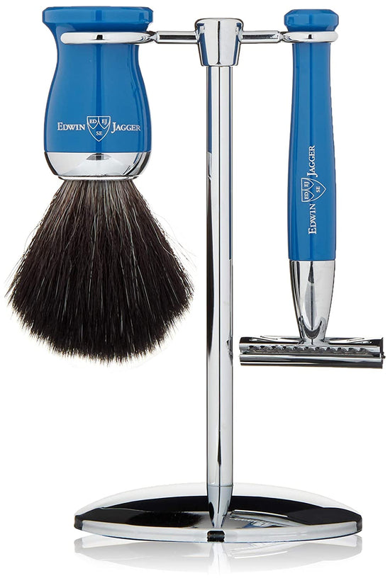 Load image into Gallery viewer, 3pc set, Blue Double Edge Safety Razor Set
