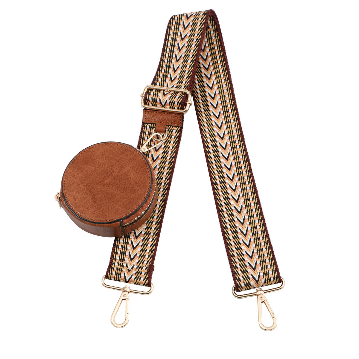 Guitar Strap with Circle Pouch in Tribal-Brown/Tan