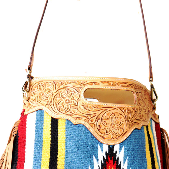 Handtooled Leather Bag With Fringe