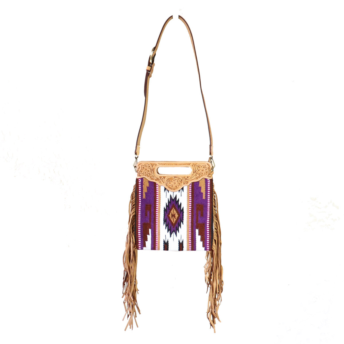 Aztec Fabric Crossbody With Tooled Leather